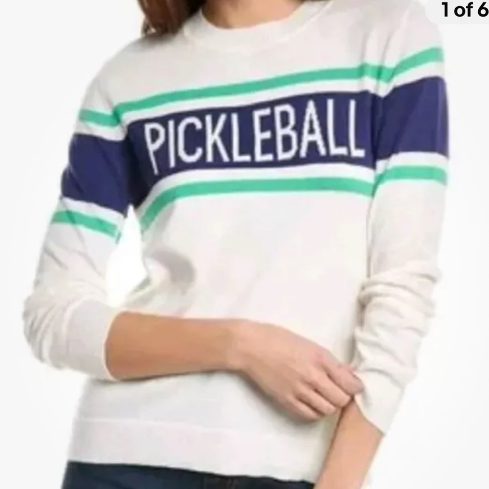 Alashan Women’s 100% Cashmere Pickleball Sweater White Blue L
